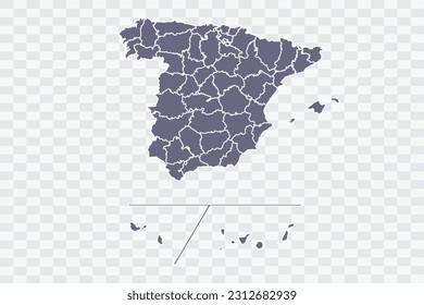 Spain Provinces Map pewter Color on White Background quality files Png