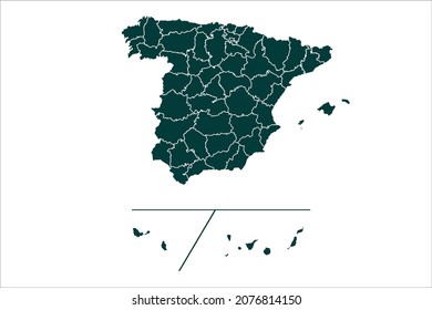Spain Provinces map Sacramento green Color on White Background