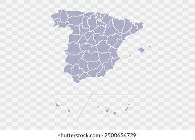 Spain Provinces Map silver Color on White Background quality files Png