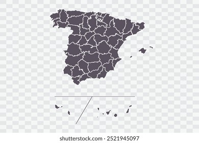 Provincias de España Mapa Smoke Color sobre fondo blanco archivos de calidad Png