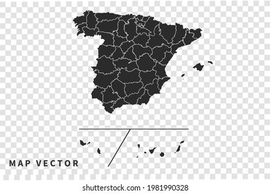 Spain Provinces map vector, isolated on transparent background