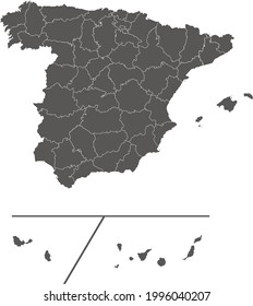 Spain Provinces map vector, isolated on white background