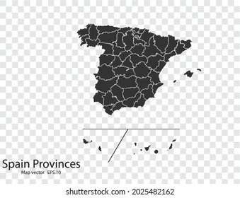 Spain Provinces map vector, isolated on transparent background