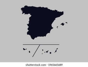 Spain Provinces map vector,Not isolated blue color on gray background