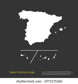 Spain Provinces map white color High Detailed on dark background. Abstract design vector illustration eps 10