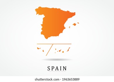 Spain with Provinces Map - World Map International vector template with Orange gradient color isolated on white background - Vector illustration eps 10