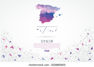 Spain with provinces map - World Map International vector template with polygon pink color gradient isolated on white background for education, website, banner, infographic - Vector illustration