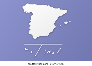 Spain with provinces Map - World map International vector template with paper style including shadow and white color on purple background for design, infographic, banner - Vector illustration eps 10