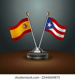 La tabla de España y Puerto Rico marca la relación con el fondo de gradiente. Ilustración vectorial