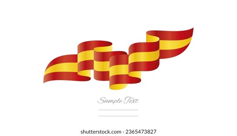 Spain red yellow wavy flag ribbon concept design template. Premium Spain flag vector illustration design on isolated white background