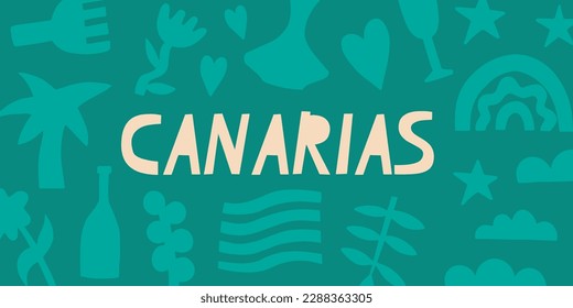 Spain region of Canary Islands. Spanish inscription. Floral abstract background. Vector banner for design, print, stickers.