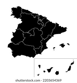 Spain regions map with Canary islands. Vector illustration.