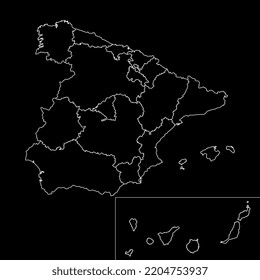 Spain regions map with Canary islands. Vector illustration.
