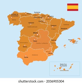 Karte mit Vektorgrafik und Spanien 