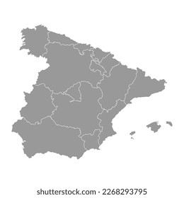 Mapa de regiones de España. Ilustración vectorial.