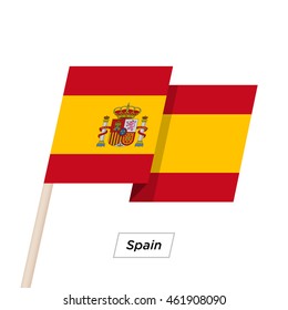 Spain Ribbon Waving Flag Isolated on White. Vector Illustration. Spain Flag with Sharp Corners