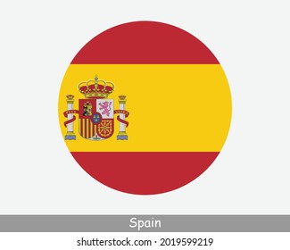 Spain Round Circle Flag. Spanish Circular Button Banner Icon. Spaniard Flag EPS Vector