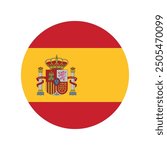 Spain round icon, spanish country flag icon, circle vector button