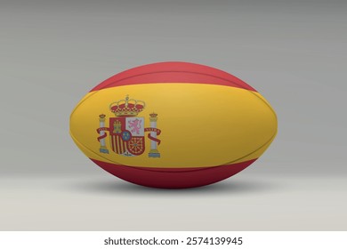 Spain rugby ball featuring the national flag design on a gray background