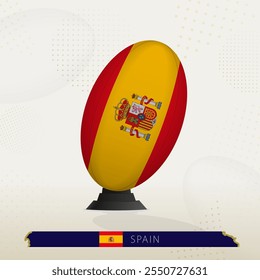 Spain Rugby Ball on Rugby Kicking Tees with Modern Design. Illustration perfect for sports, national pride, and rugby-related projects.