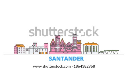 Spain, Santander line cityscape, flat vector. Travel city landmark, oultine illustration, line world icons