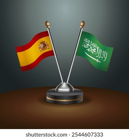 A tabela da Espanha e da Arábia Saudita sinaliza a relação com o plano de fundo gradiente. Ilustração de vetor