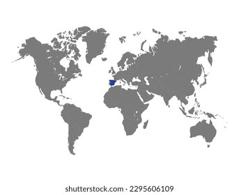 Spain selected on world map