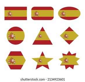 spain set of flags with geometric shapes