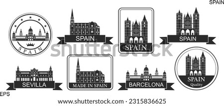 Spain set. Isolated Spain on white background