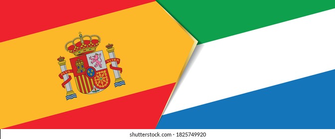 Spanien und Sierra Leone Flaggen, zwei Vektorflaggen Symbol für Beziehung oder Konfrontation.