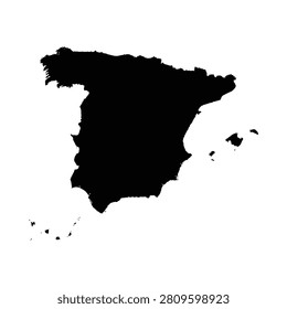 Spain Silhouette Against White Background Geographical Shape Of Iberian Peninsula
