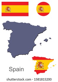 Spain silhouette and flag vector illustration