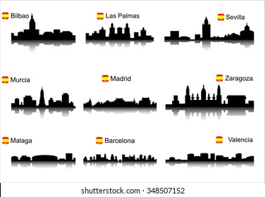 Spain. Silhouettes of cities. Set for you design