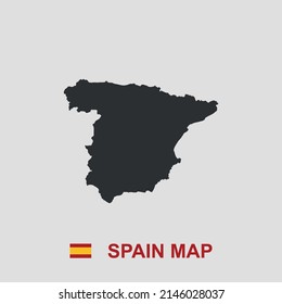 Sencillo mapa de España icono vector blanco y negro.