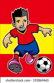 Spain soccer player with flag background