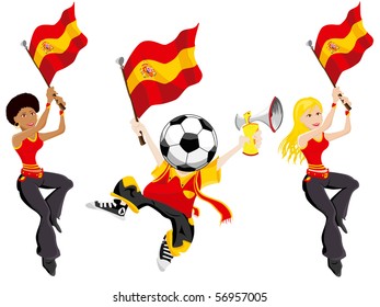 Spain Soccer Supporters. Editable Vector Illustration