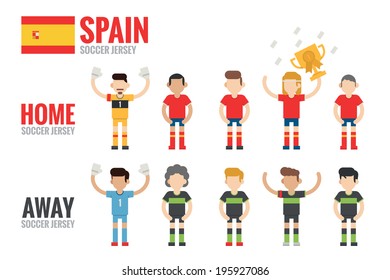 Spain soccer team character flat design, vector.