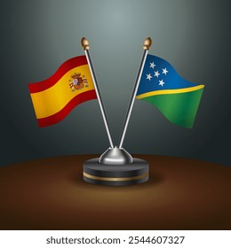A tabela da Espanha e das Ilhas Salomão sinaliza a relação com o plano de fundo de gradiente. Ilustração de vetor