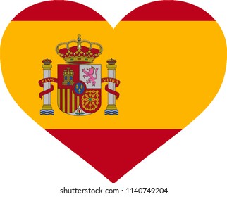 Spain Spaniard Country Flag Shaped Heart Illustration 