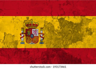 Spain, Spanish flag on concrete textured background