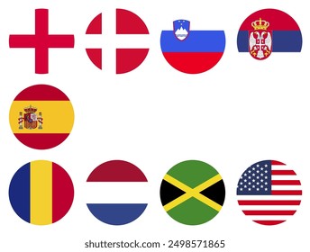 España Español Serbia Serbio Rumania Eslovenia Dinamarca Danés Inglés Inglaterra San Jorge Cruz Circular Circle Euros Bandera Icon Logotipo Vector EPS PNG Transparente Sin fondo Clip Arte 