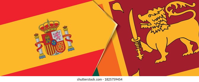 Spain and Sri Lanka flags, two vector flags symbol of relationship or confrontation.