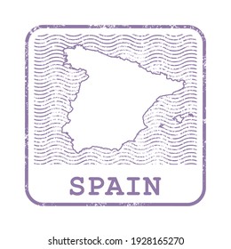 Spain stamp with contour of map Spain, seal, vector