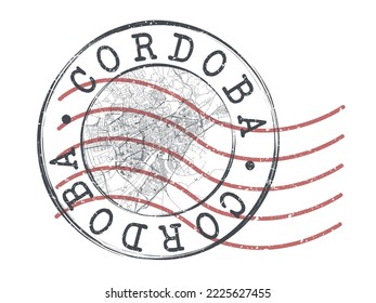 Córdoba, Spain Stamp Map Postal. Silhouette Seal Roads and Streets. Passport Round Design. Vector Icon. Design Retro Travel National Symbol.
