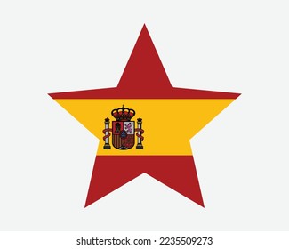 Spain Star Flag. Spanish Star Shape Flag. Spaniard Country National Banner Icon Symbol Vector Flat Artwork Graphic Illustration