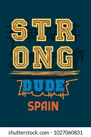 spain strong dude,t-shirt print poster vector illustration