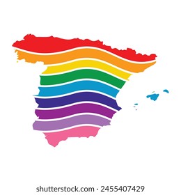 spain swoosh silhouette rainbow map