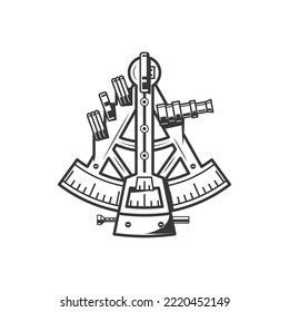 Spain symbol of sextant, Spanish seafaring history and ship sailing culture, vector icon. Spanish maritime travel and marine or naval navigation equipment, history and national culture of Spain