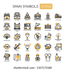 Spain Symbols , Thin Line and Pixel Perfect Icons