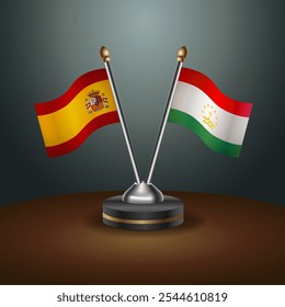 A tabela da Espanha e do Tadjiquistão sinaliza a relação com o plano de fundo gradiente. Ilustração de vetor